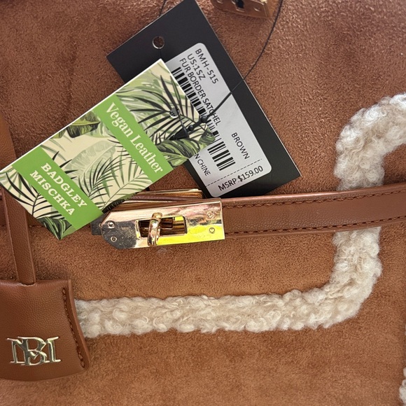 Badgley Mischka Tan and Cream Shoulder Bag - Picture 3 of 3